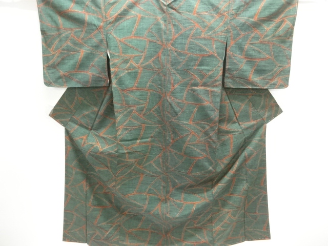 JAPANESE KIMONO / TSUMUGI / WOVEN ABSTRACT PATTERN 